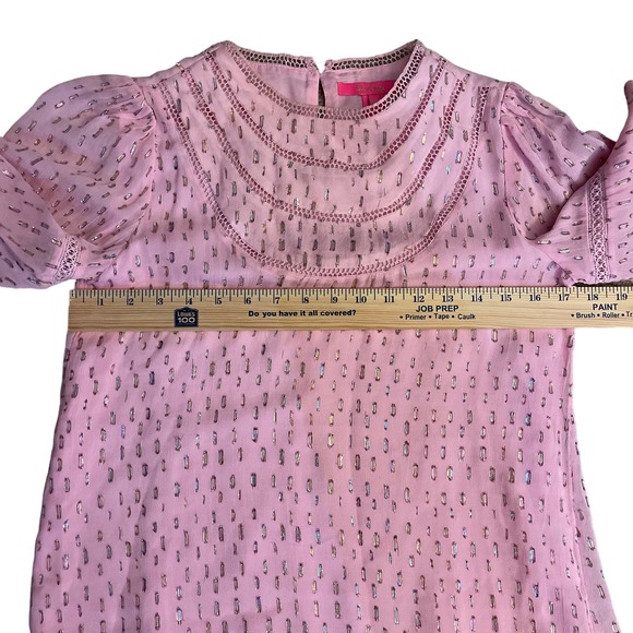 Lilly Pulitzer Briley Lace Top Size XXS Metallic Rainbow Calla Lilly - Picture 7 of 11